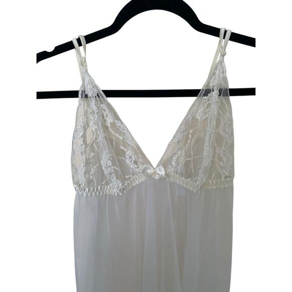 Frederick's Lace Babydoll Cottagecore Fairy Lingerie Slip Dress with Slit Medium - Picture 3 of 6